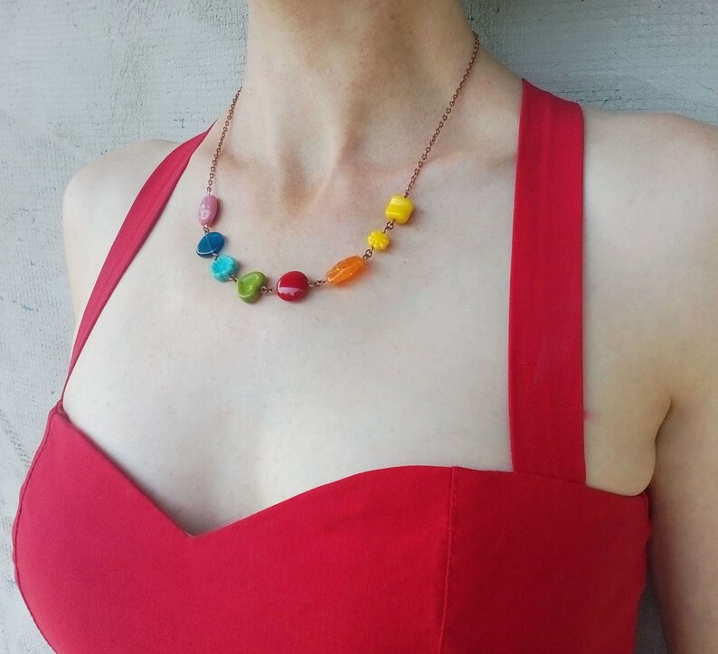 Wearable Art, Contemporary Jewelry, Glass Beaded Necklace, Gift for