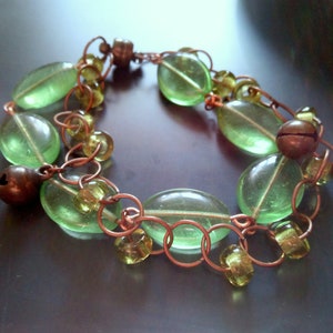 Bracelet de perles vertes, cadeau fait main, bracelet de perles de verre, bijoux en perles brillants, cadeau pour femme