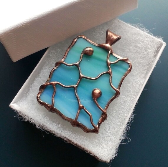 Stained glass jewelry wire necklace contemporary jewelry Etsy