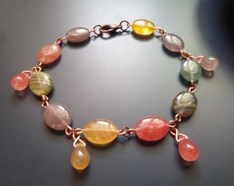 Pastel glass beaded bracelet, gift for women, multicolored bracelet