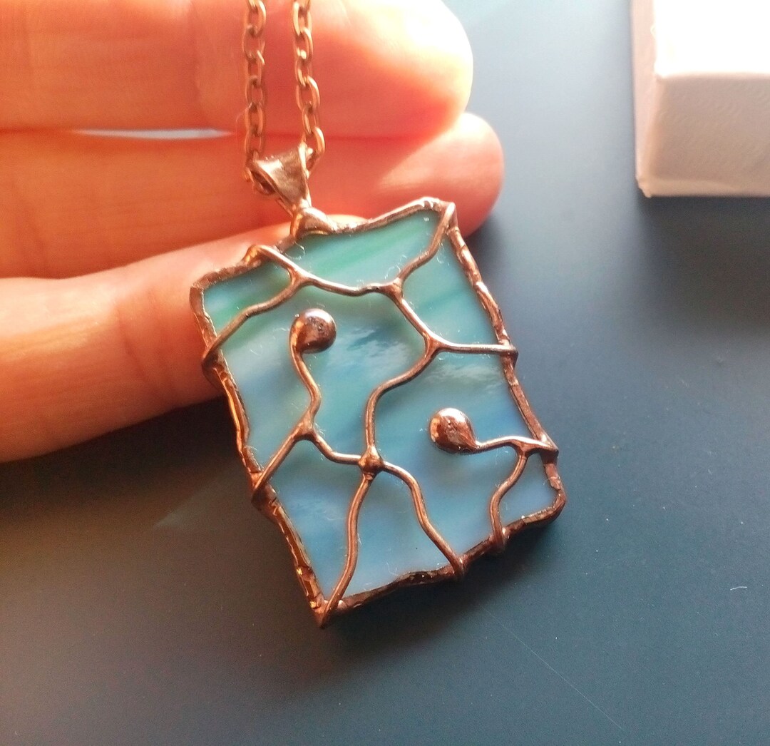 Stained Glass Jewelry, Wire Necklace, Contemporary Jewelry, Gift for