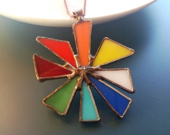 Stained glass jewelry,  gift for women, multicolored necklace, contemporary jewelry, extravagant necklace, artistic jewelry