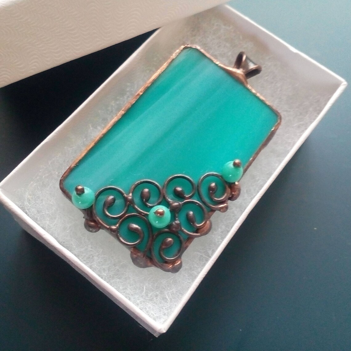 Stained glass necklace wire pendant contemporary jewelry Etsy