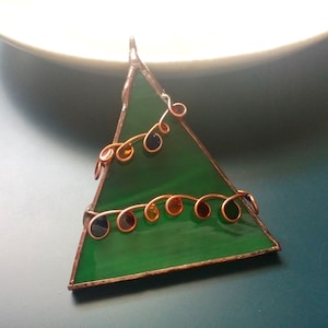 Christmas ornament, christmas tree, stained glass suncatcher, geen xmas tree, holiday, christmas tree light, resin, xmas tree lights