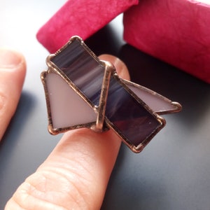 Purple ring, glass ring, cocktail ring, statement jewelry, size 10,5 US, adjustable ring, handmade gift, extravagant ring
