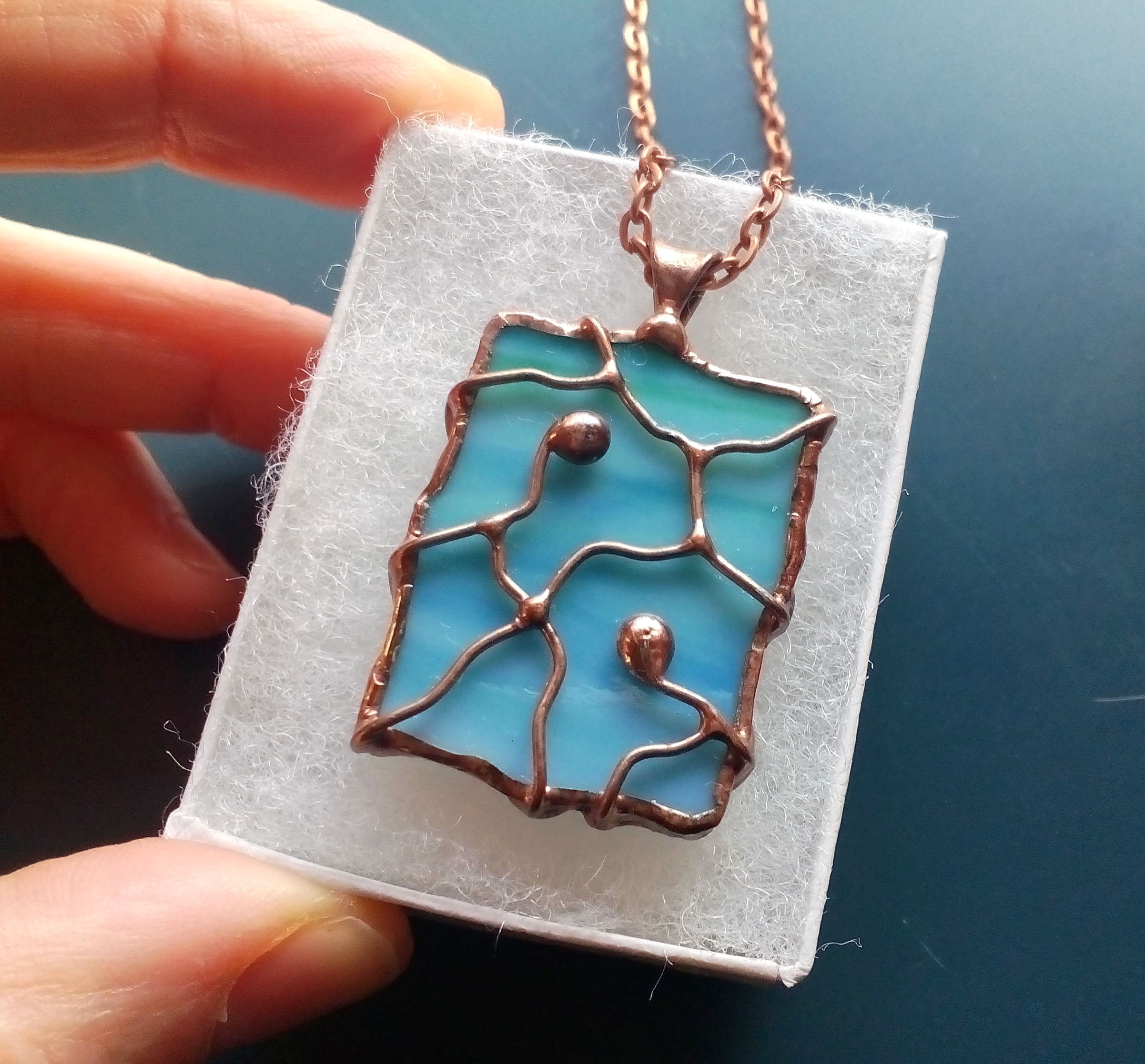 Stained Glass Jewelry, Wire Necklace, Contemporary Jewelry, Gift for