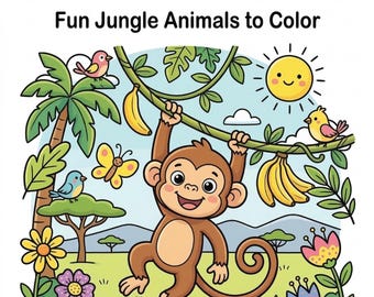 Kleurboek apen voor kinderen | Leuke jungle dierenpagina's