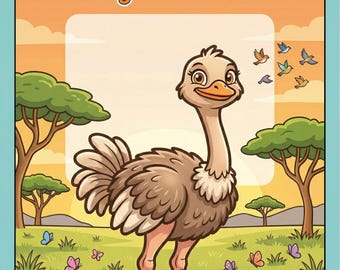 Ostrich Coloring Book for Kids | Bird Animal Coloring Pages