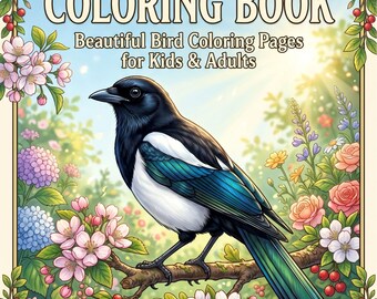Elster Vogel Malbuch | Naturseiten zum Ausdrucken für Erwachsene & Kinder (PDF Download)