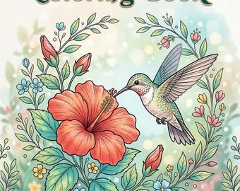 Kleurboek kolibrie voor volwassenen en kinderen | Kleurplaten ontspannende vogels | Stressverlichting natuurkunst