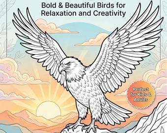 Kleurboek Majestic Eagles voor kinderen en volwassenen | Kleurplaten ontspannende vogel