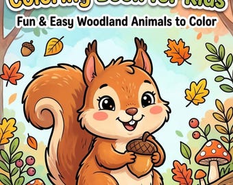 Kleurboek eekhoorn voor kinderen | Leuke en gemakkelijke bosdieren om te kleuren
