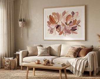Blush Bloom Harmony – Botanische afdrukbare kunst in warme aardetinten
