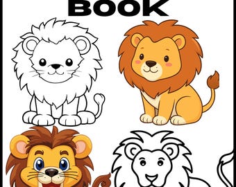 Kleurboek leeuw voor kinderen – 30+ jungledierenpagina's (digitale download)