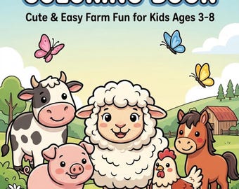 Kleurboek boerderijdieren voor kinderen | Gemakkelijke kleurplaten voor kinderen van 3-8 jaar