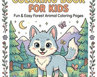 Wolf kleurboek voor kinderen | Eenvoudig activiteitenboek voor dieren in het bos