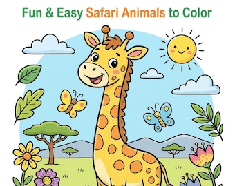Girafkleurboek voor kinderen | Gemakkelijke safaridieren