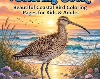 Brachvogel Malbuch | Küstenvogelseiten für Erwachsene und Kinder (A5 Instant Download)