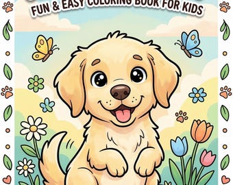 Hondenkleurboek voor kinderen – Makkelijke dierenpagina's