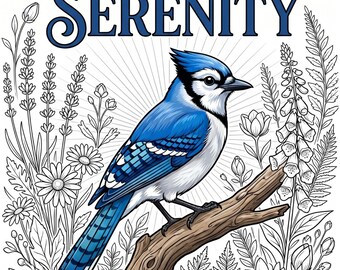 Eichelhäher Serenity Malbuch | Realistische Wildtier Illustrationen (Digitaler Download)