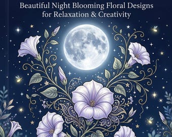 Mond Blumen Malbuch | Botanische Blumenmotive für Erwachsene (A5 PDF)