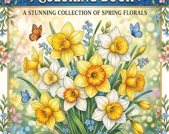 Narzisse Blume Malbuch für Erwachsene, Jugendliche | Frühlings Blumenseiten (A5 PDF Download)