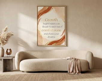 Inspirerend citaat kunst aan de muur – Growth Comfort Zone, motiverend kantoordecor