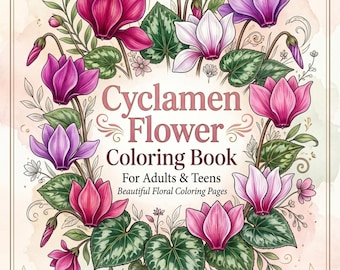 Alpenveilchen Malbuch | Florale Seiten für Erwachsene, Jugendliche (A5 Instant Download)