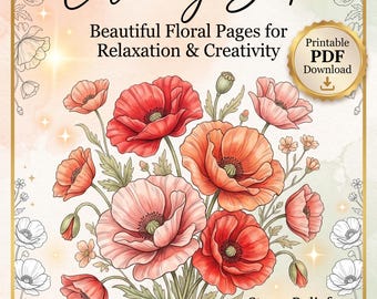 Mohnblumen Malbuch | Botanische Blumenseiten für Erwachsene (Digitaler Download)
