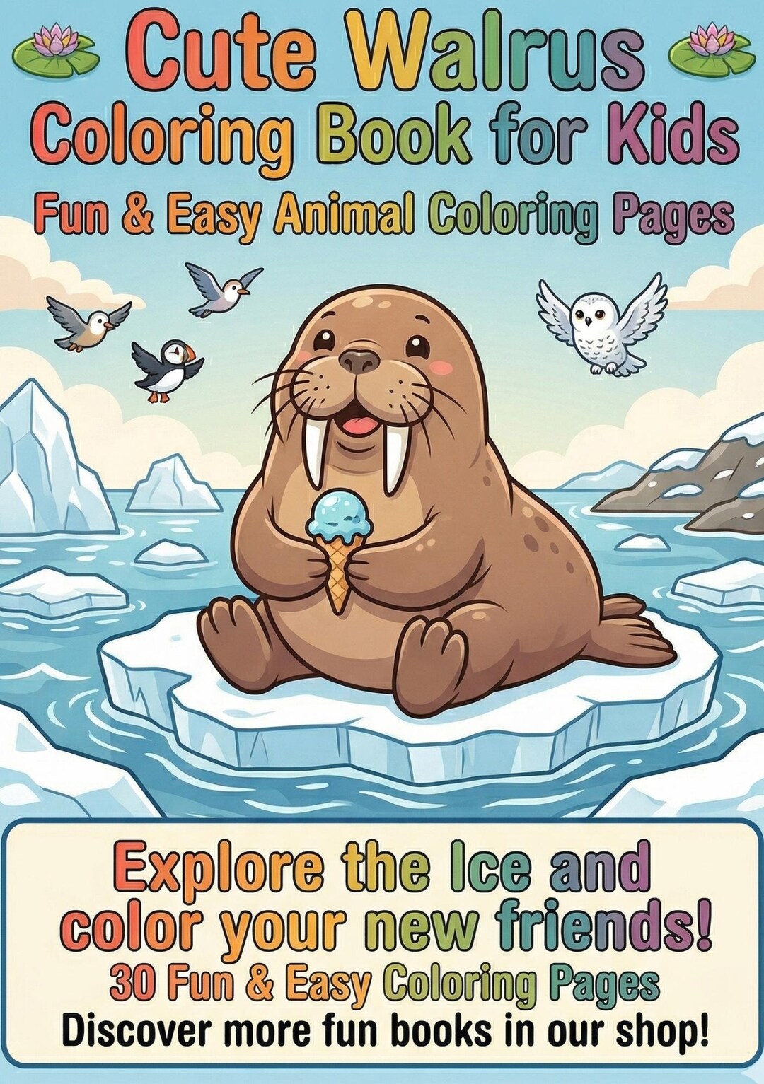Arctic Animals Coloring Book for Kids | Walrus Coloring Pages - Etsy