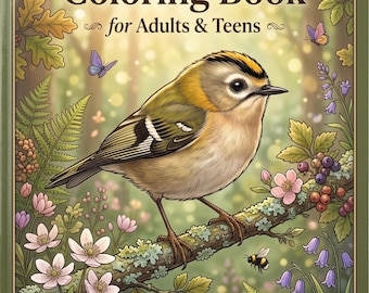 Goldcrest Malbuch | Waldseiten Natur (A5 PDF Download)