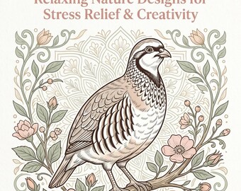 Rebhuhn Vogel Malbuch | Detaillierte Naturseiten, Wildtiere zum Ausdrucken (Digitaler Download)
