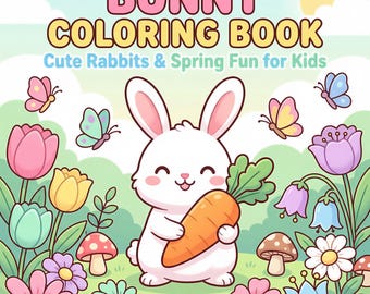 Schattig kleurboek konijntjes voor kinderen | Kleurplaten konijnen, lente en Pasen