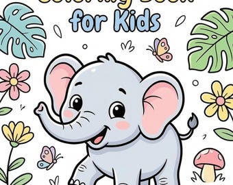 Kleurboek kleine olifant | Makkelijke dieren kleurplaten voor peuters