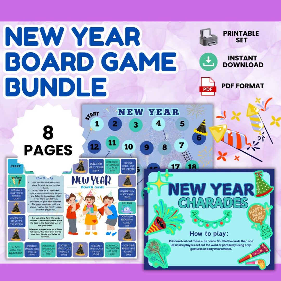 New Year's Eve Board Game Bundle Printable | Fun NYE Games for Adults ...