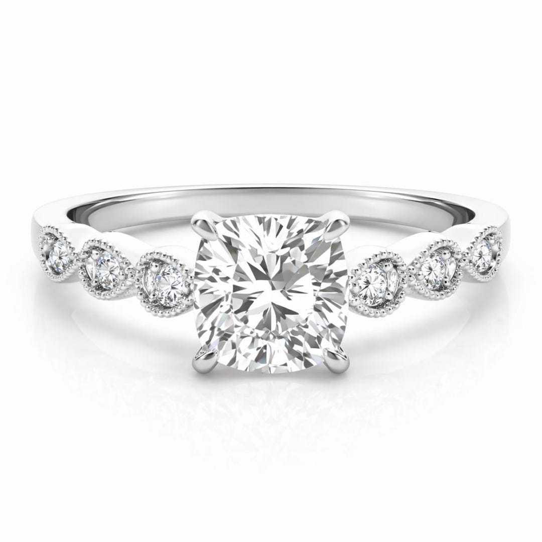 Scalloped Rim Rings Antique-style Scalloped Diamond Ring by Luxe Karat - Etsy
