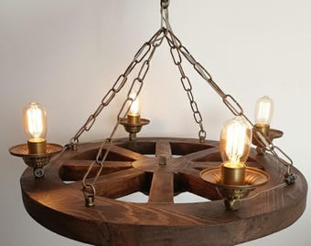 Kağnı tekerinden avize/Ox cart wheel chandelier