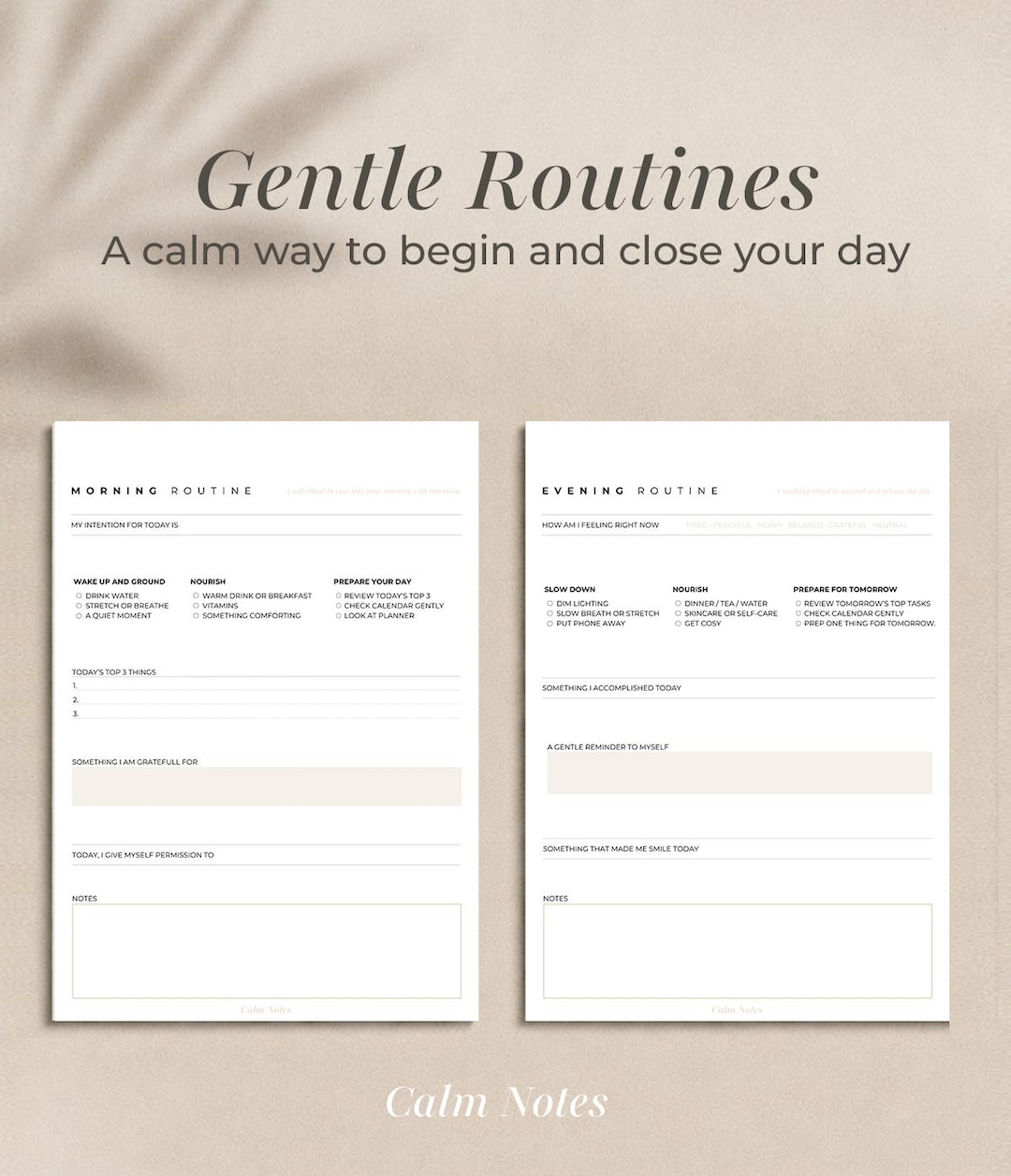 Gentle Morning & Evening Routine Printable | Daily Routine Planner ...