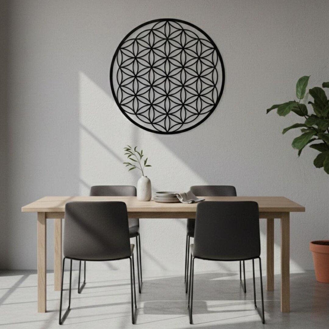 Sacred Geometry Flower of Life Metal Wall Art, Boho Zen Wall Decor ...