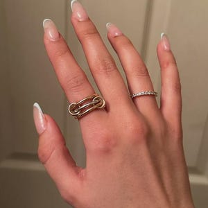 Anillo de plata de ley 925 bicolor entrelazado, anillo conector, anillos apilables múltiples para mujer, anillo apilable de plata