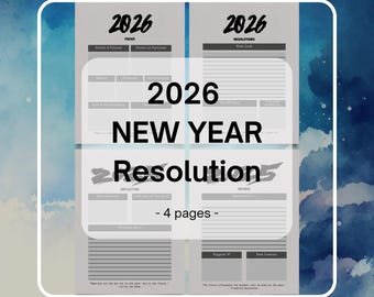 New Year Resolution Goal Setting Planner 2026 Printable & Digital Download