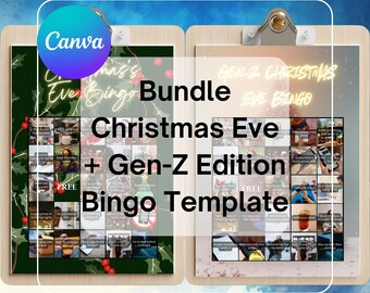 Bundle Christmas Eve Modern & Gen Z Edition Bingo Canva Template