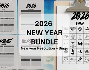 2026 New Year Resolution & Bingo Bundle Canva Template
