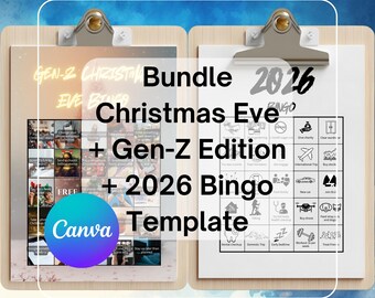 Bingo Christmas Eve, Gen Z Edition and 2026 Bundle Canva Template