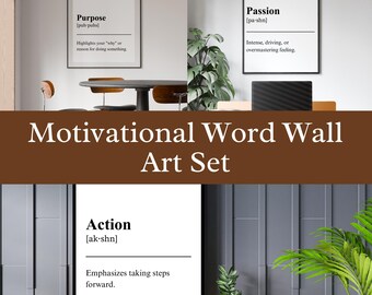 Motivation Words Wall Art Set Modern Minimalist Typography Posters For Office & Home Decor
