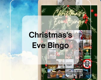 Christmas Eve Bingo Card Holiday Games Printable & Editable Canva Template