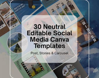 30 Neutral Editable Social Media Canva Templates