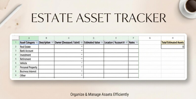Executor & Probate Spreadsheet | After Death Checklist | Estate ...