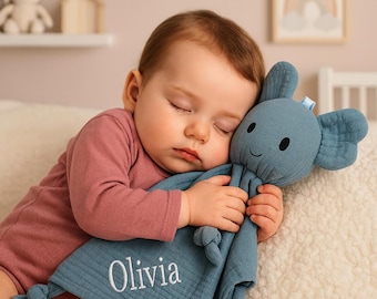 Coperta personalizzata con animali – Coperta di sicurezza biologica per neonati, giocattolo di conforto con nome personalizzato, regalo per baby shower per neonati e bambini piccoli