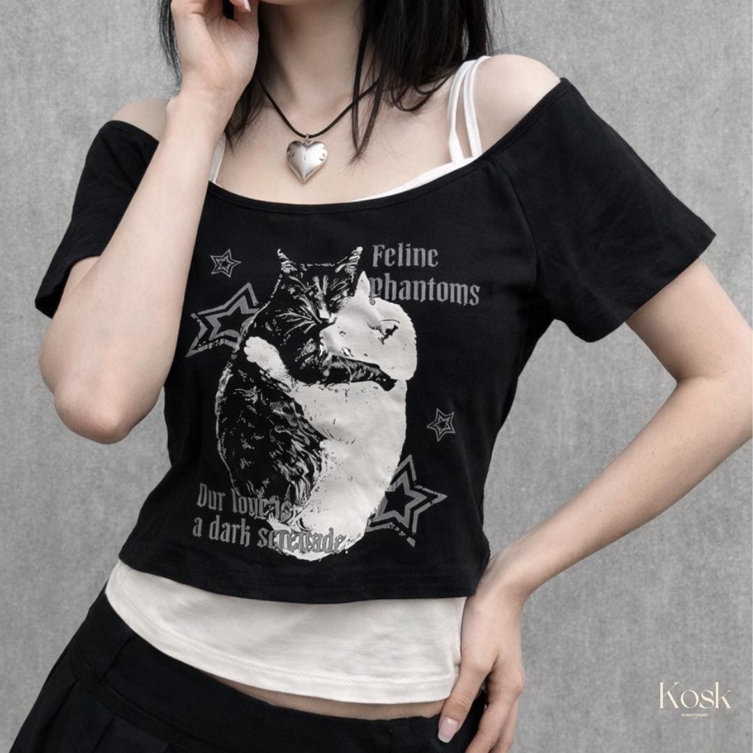 Y2K Retro Baggy T-Shirts Girocollo Manica Corta Alt Emo Stripe Shirt